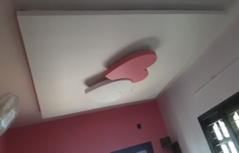 ColourDrive-Saint Gobian Heart Shape Ceiling Design Home Office False Ceiling Design & Painting for Master Bedroom